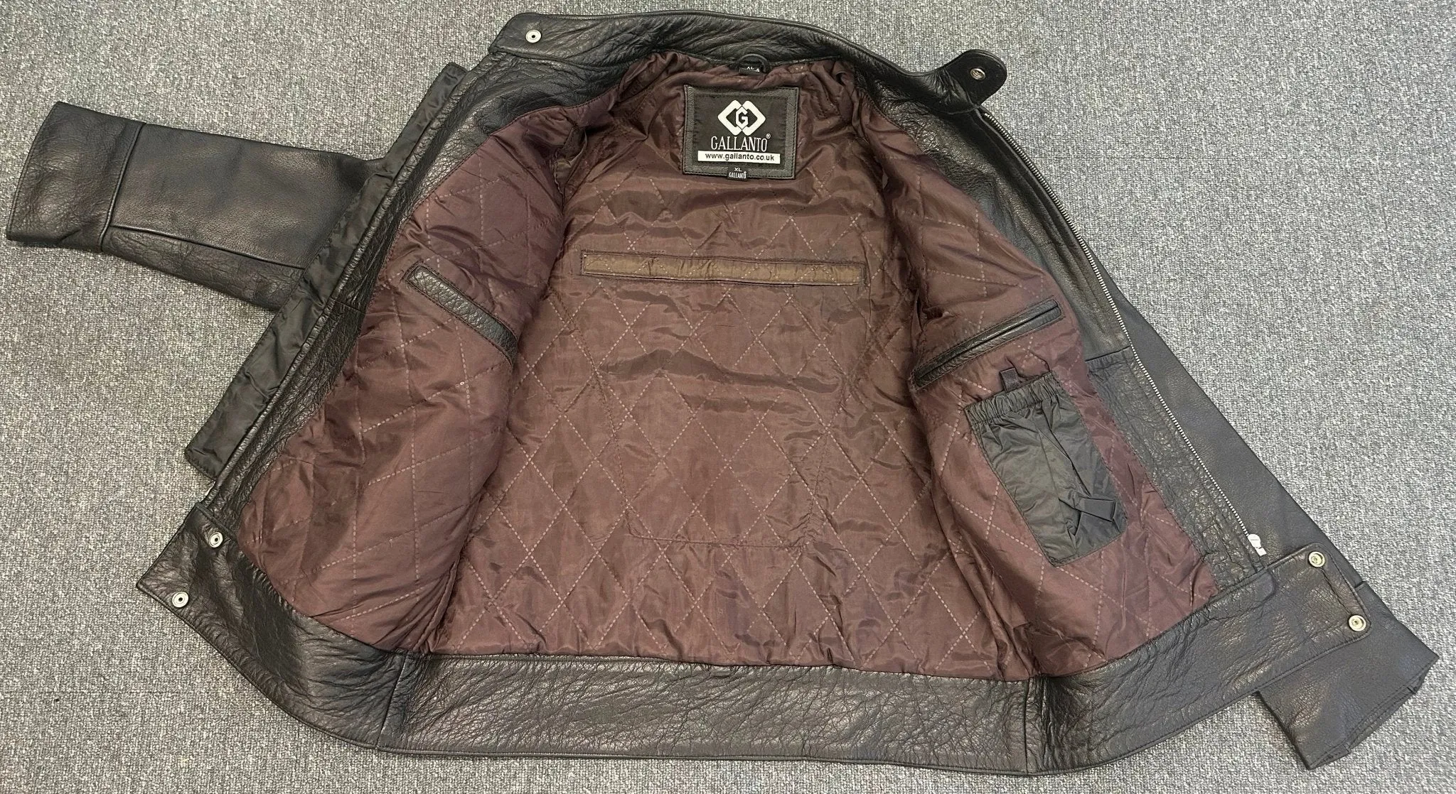 Classic Cafe Racer Black Biker Leather Jacket with Brown Stripes XL