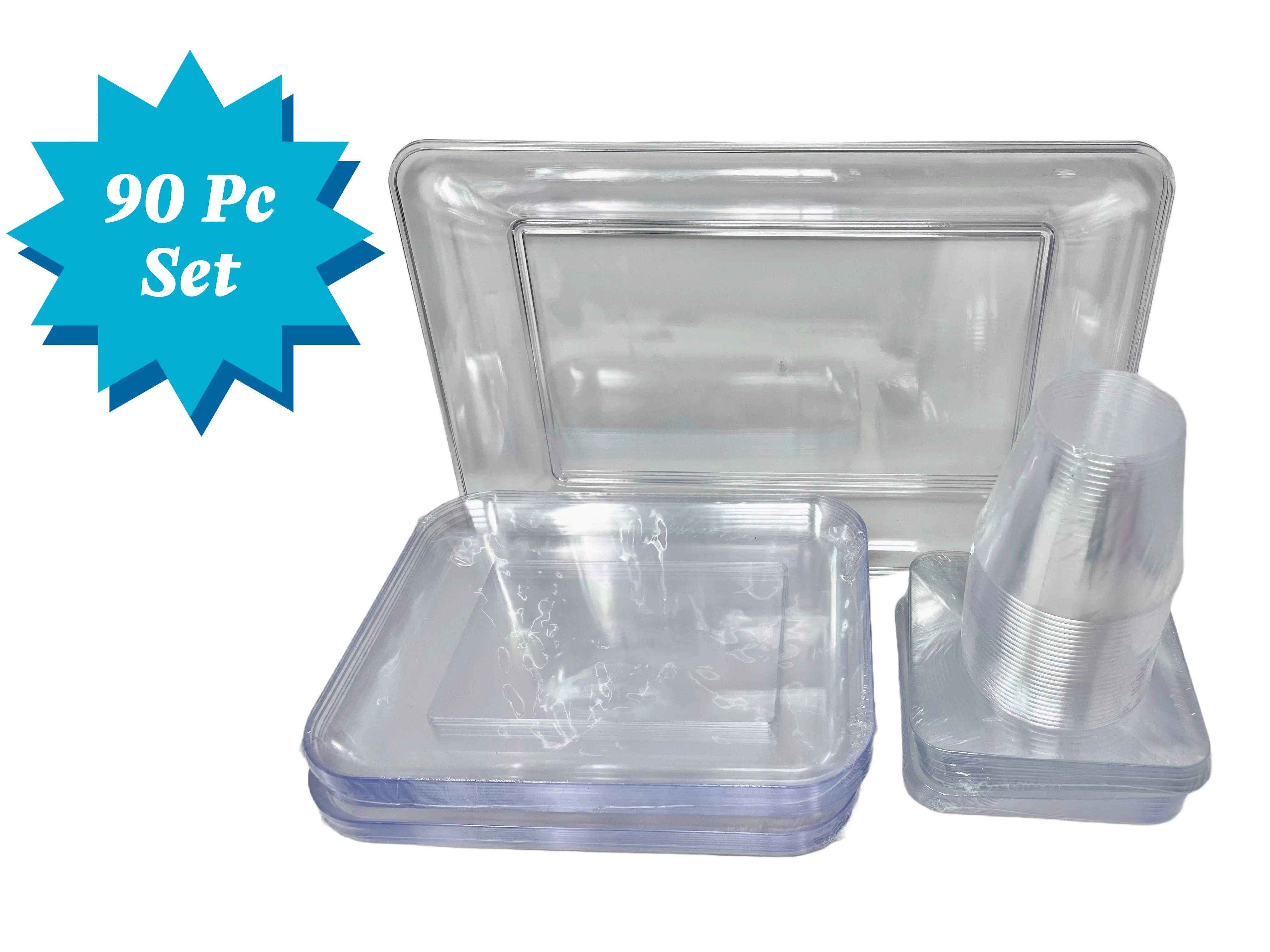 Clear Holiday Partyware Set - Serves Up To 20 - 90 Pc Set