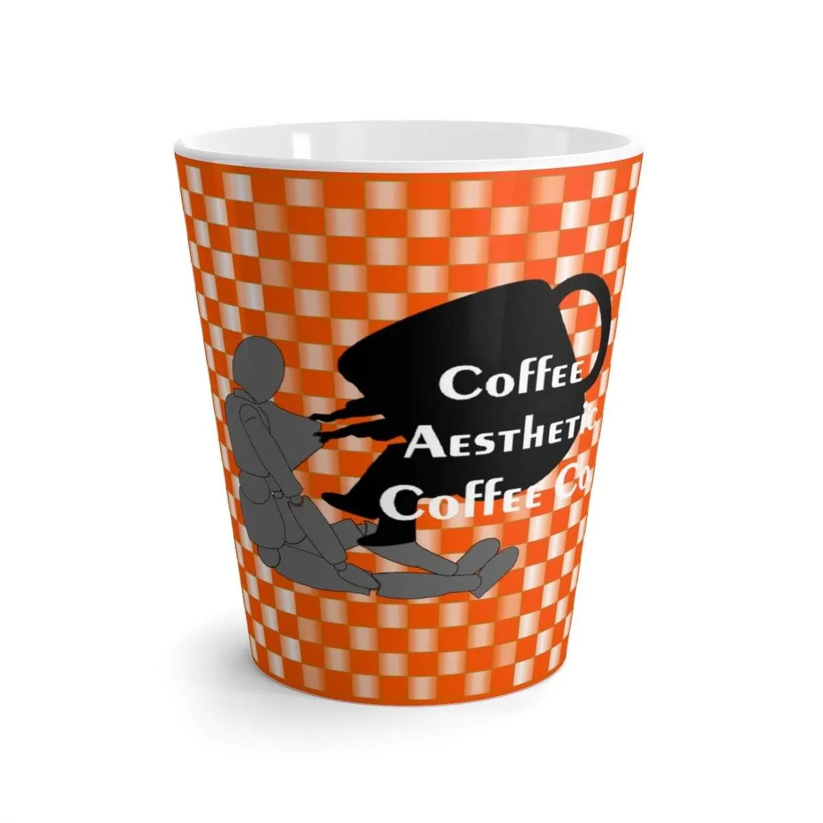 Coffee-Aesthetic.com - Big Orange/White Grid Latte mug