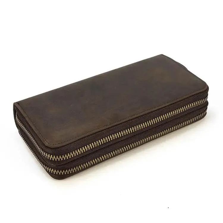 Cool Fashion Leather Clutch Wallet for Evening Party Zippered Large Purse