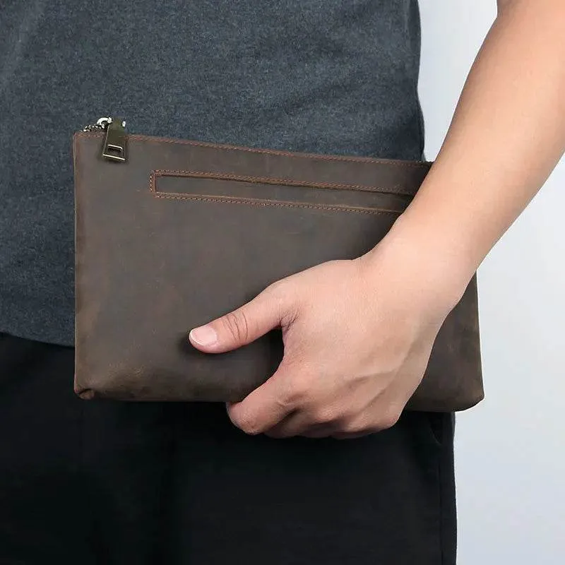 Cool Fashion Leather Clutch Wallet for Evening Party Zippered Large Purse