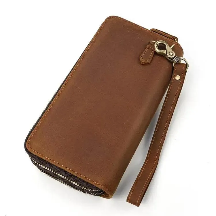 Cool Fashion Leather Clutch Wallet for Evening Party Zippered Large Purse