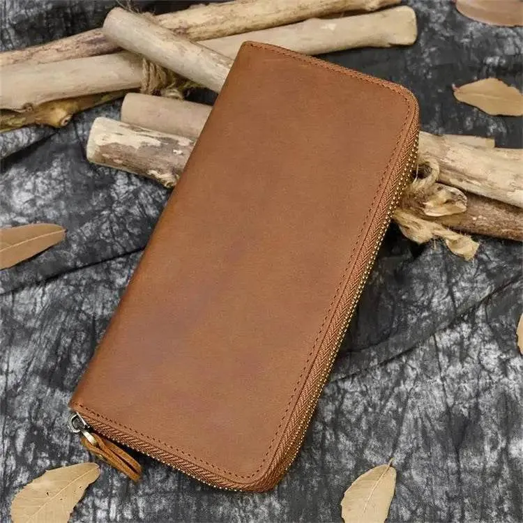 Cool Fashion Leather Clutch Wallet for Evening Party Zippered Large Purse