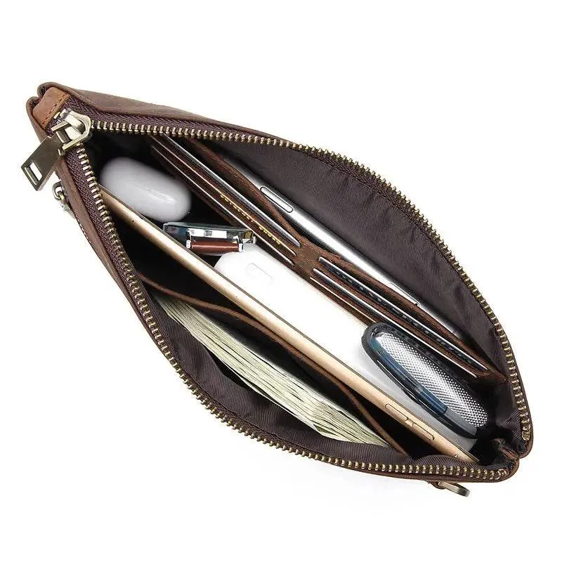 Cool Fashion Leather Clutch Wallet for Evening Party Zippered Large Purse