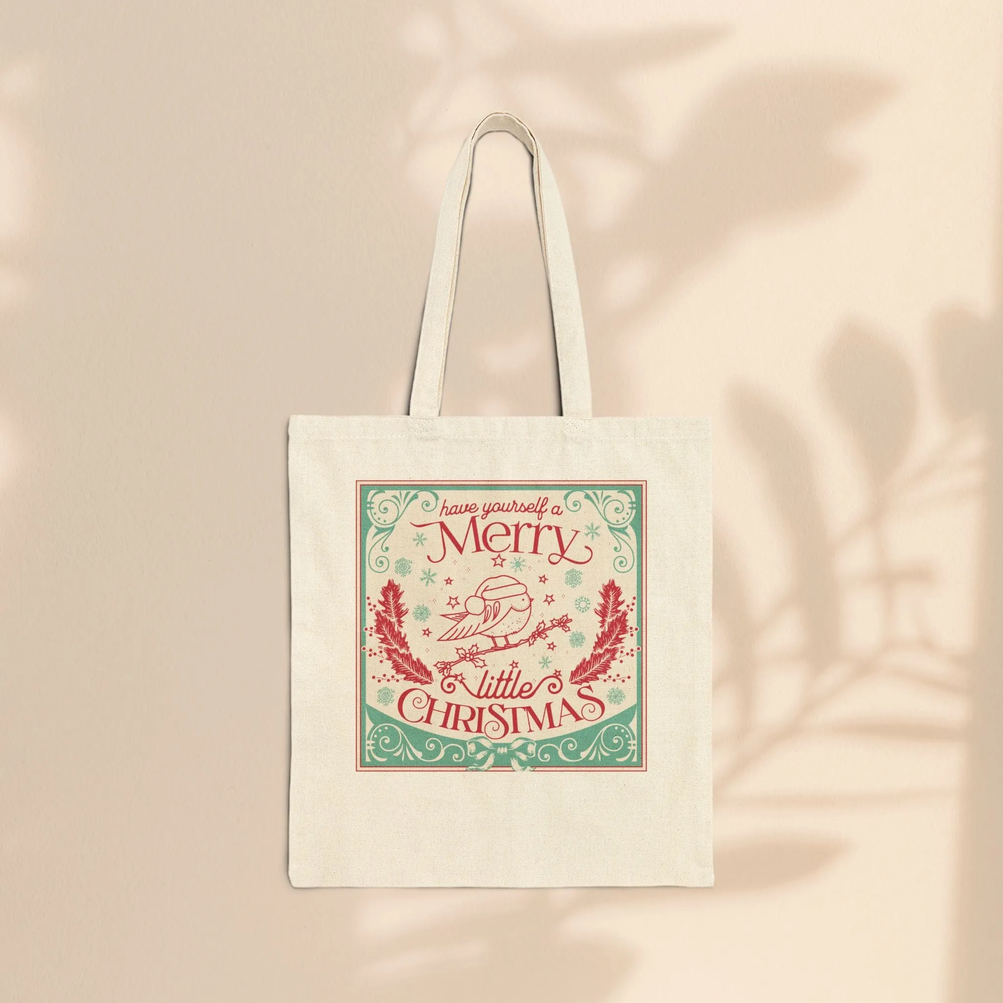Cotton Canvas Tote Bag - Merry Little Christmas