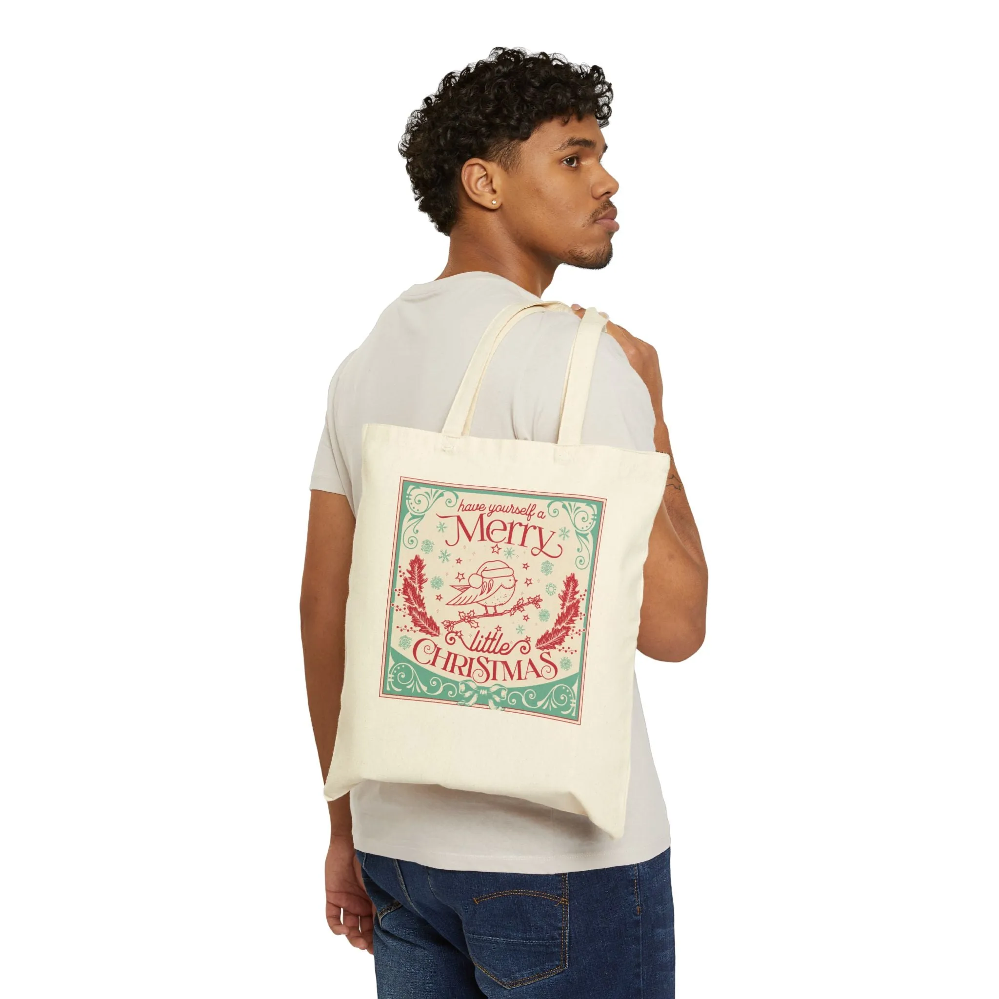 Cotton Canvas Tote Bag - Merry Little Christmas