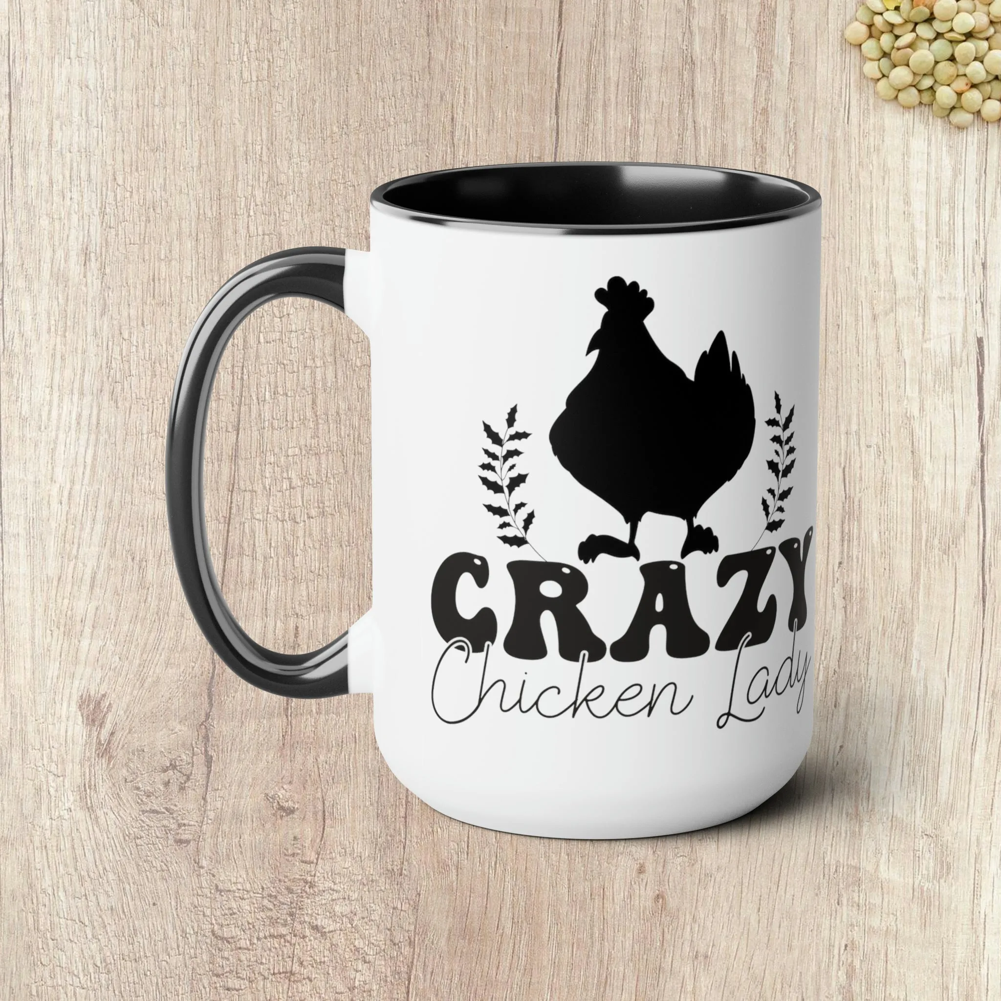 CRAZY CHICKEN LADY  - Two-Tone Coffee Mug - 15oz - 5 Color Options