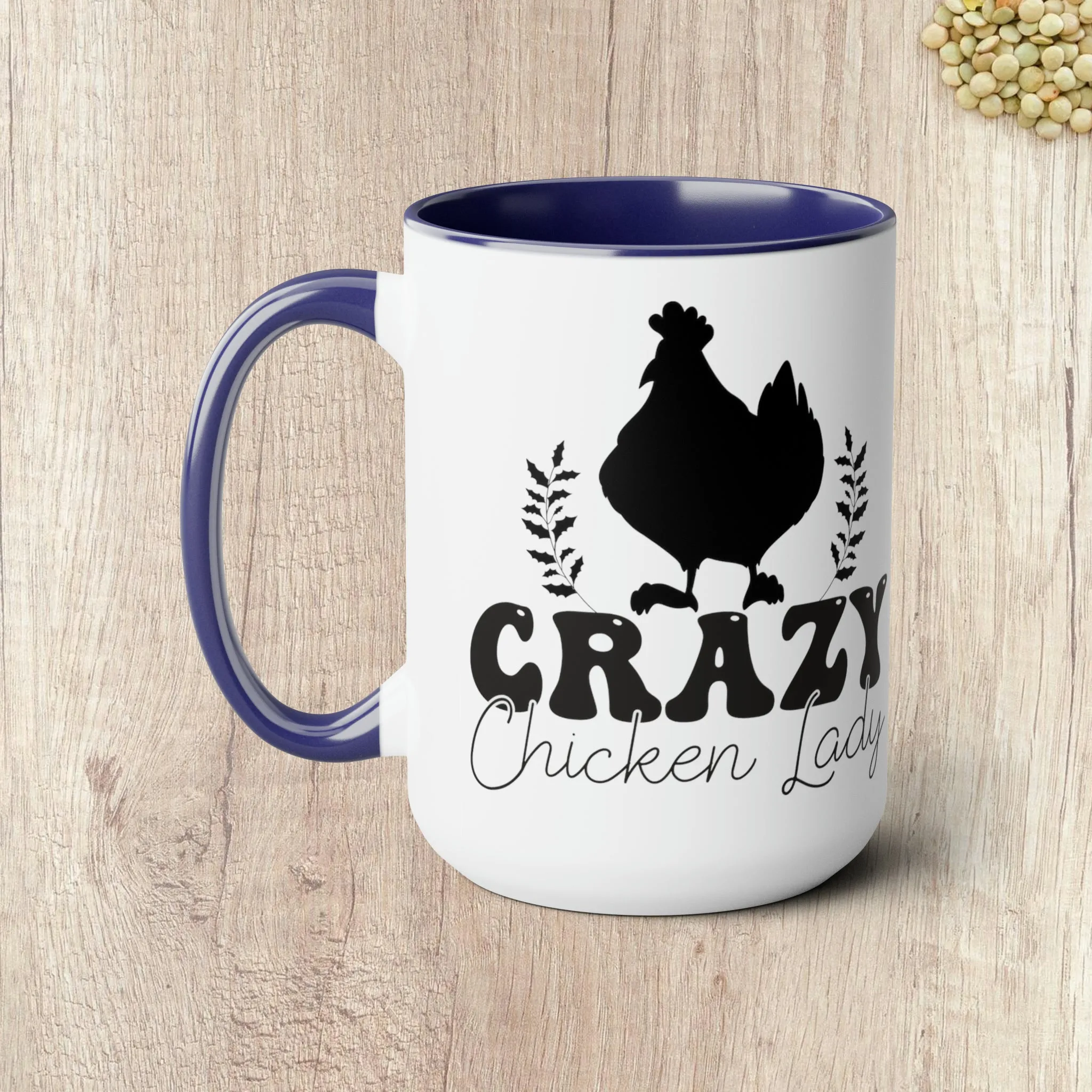 CRAZY CHICKEN LADY  - Two-Tone Coffee Mug - 15oz - 5 Color Options