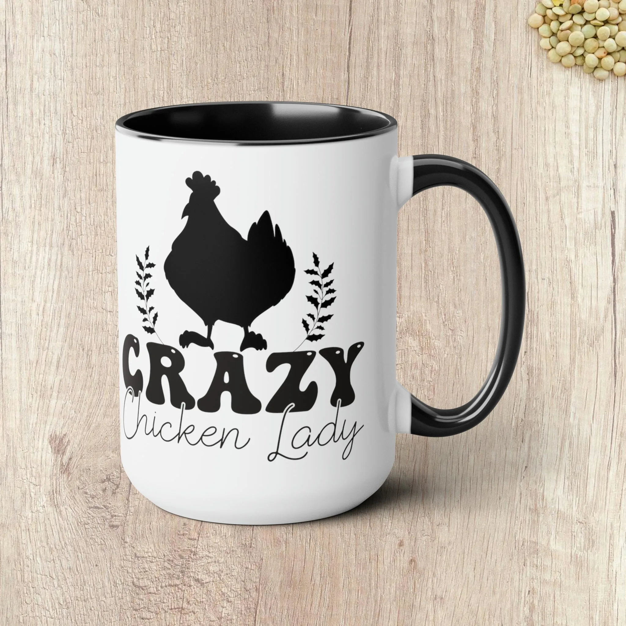 CRAZY CHICKEN LADY  - Two-Tone Coffee Mug - 15oz - 5 Color Options