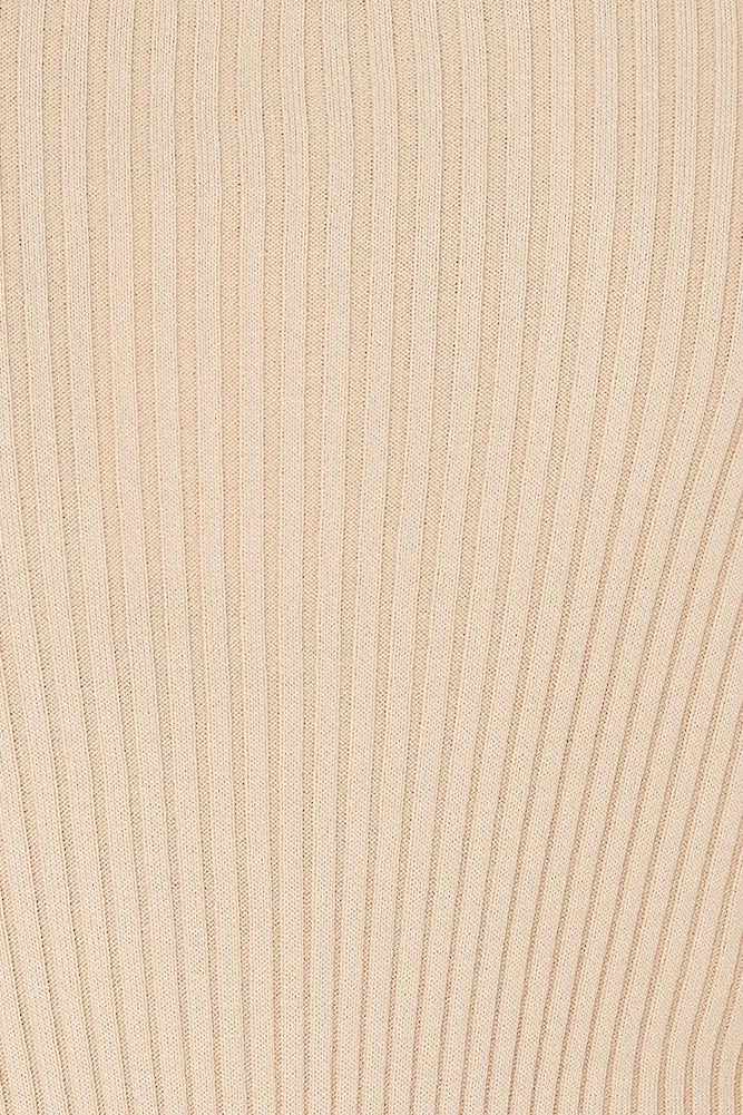 Crisp Days Long Sleeve Ribbed Bodysuit Tan