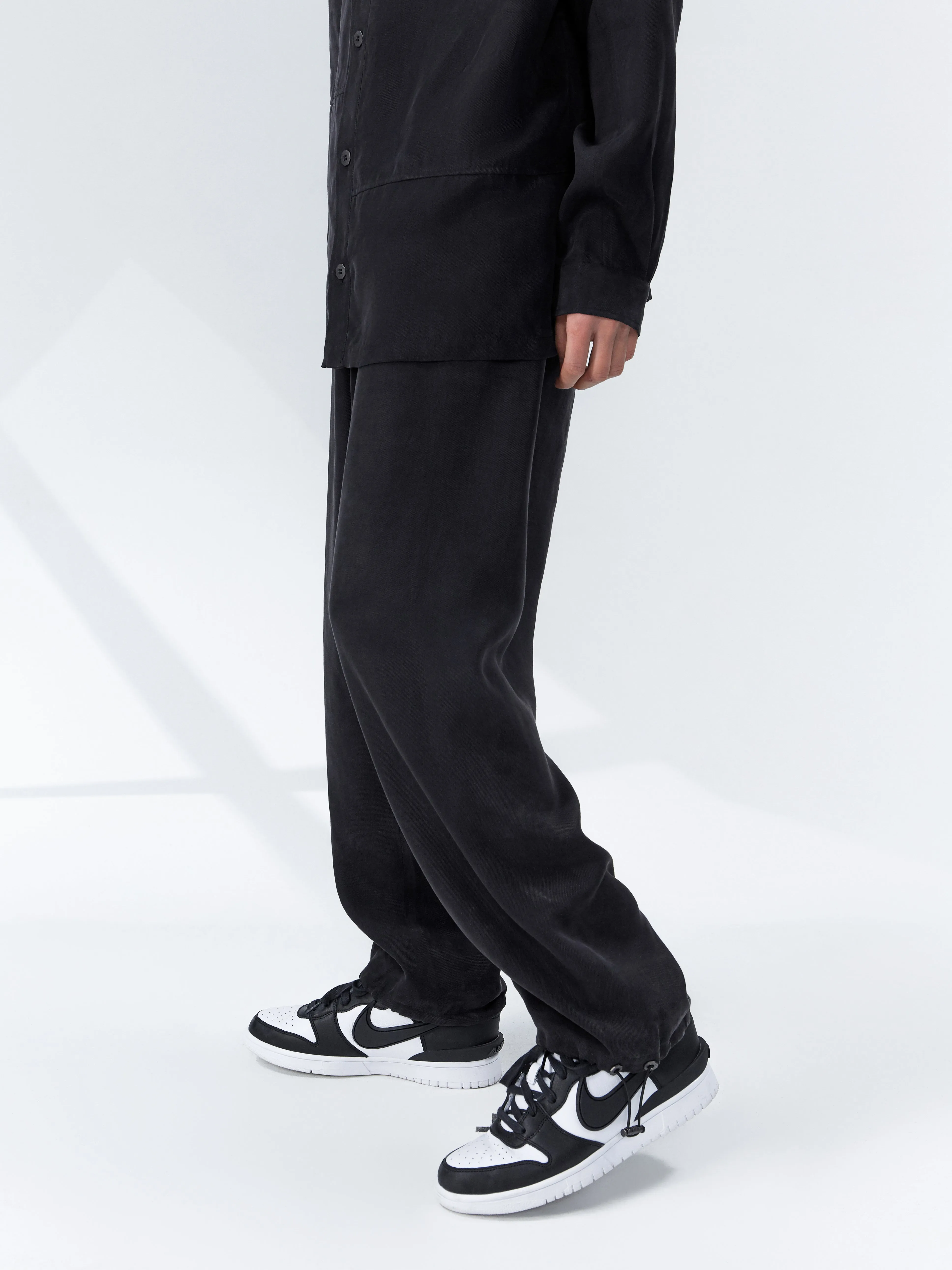 Cupro Silhouette Drawstring Trousers