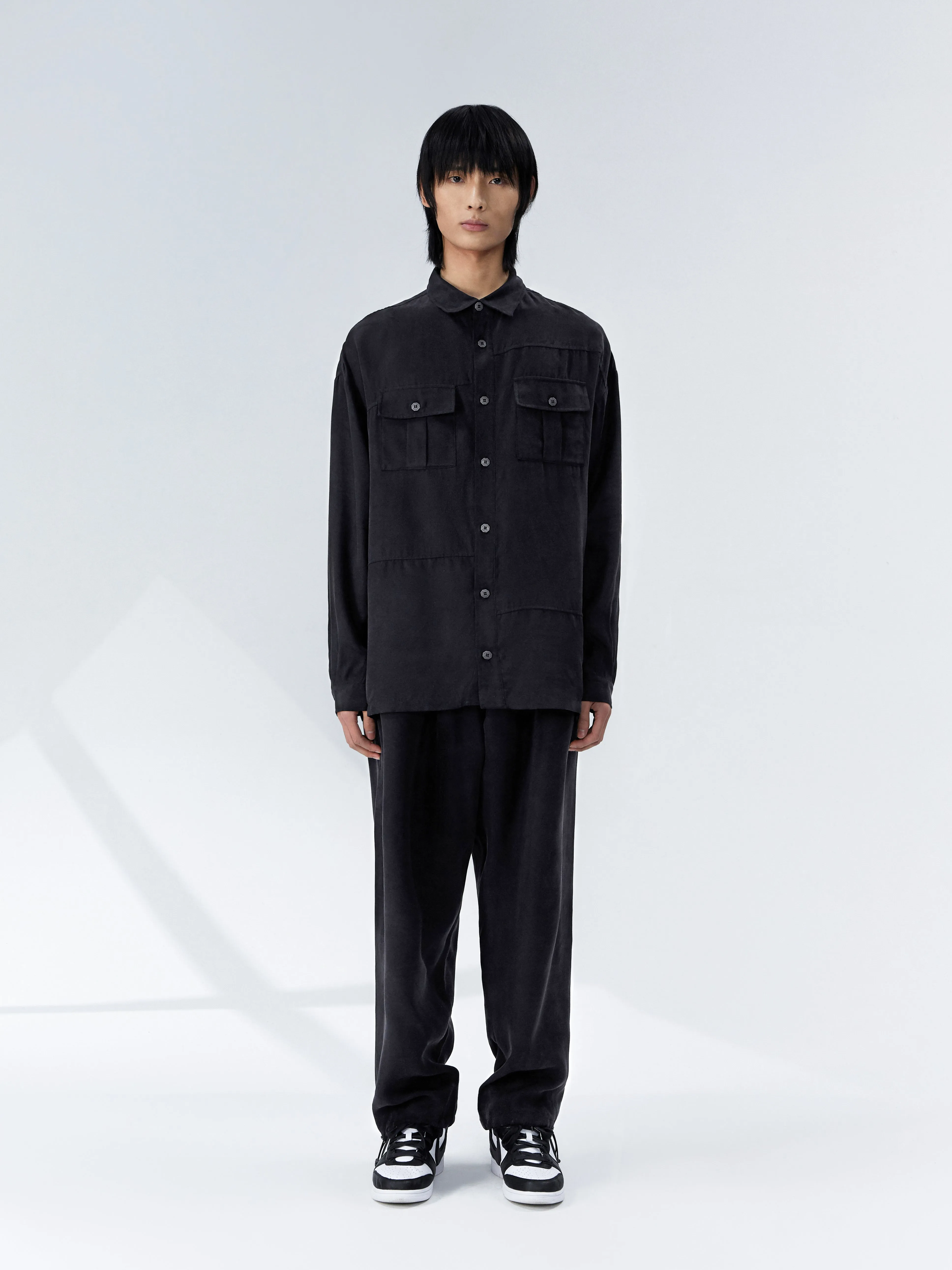 Cupro Silhouette Drawstring Trousers