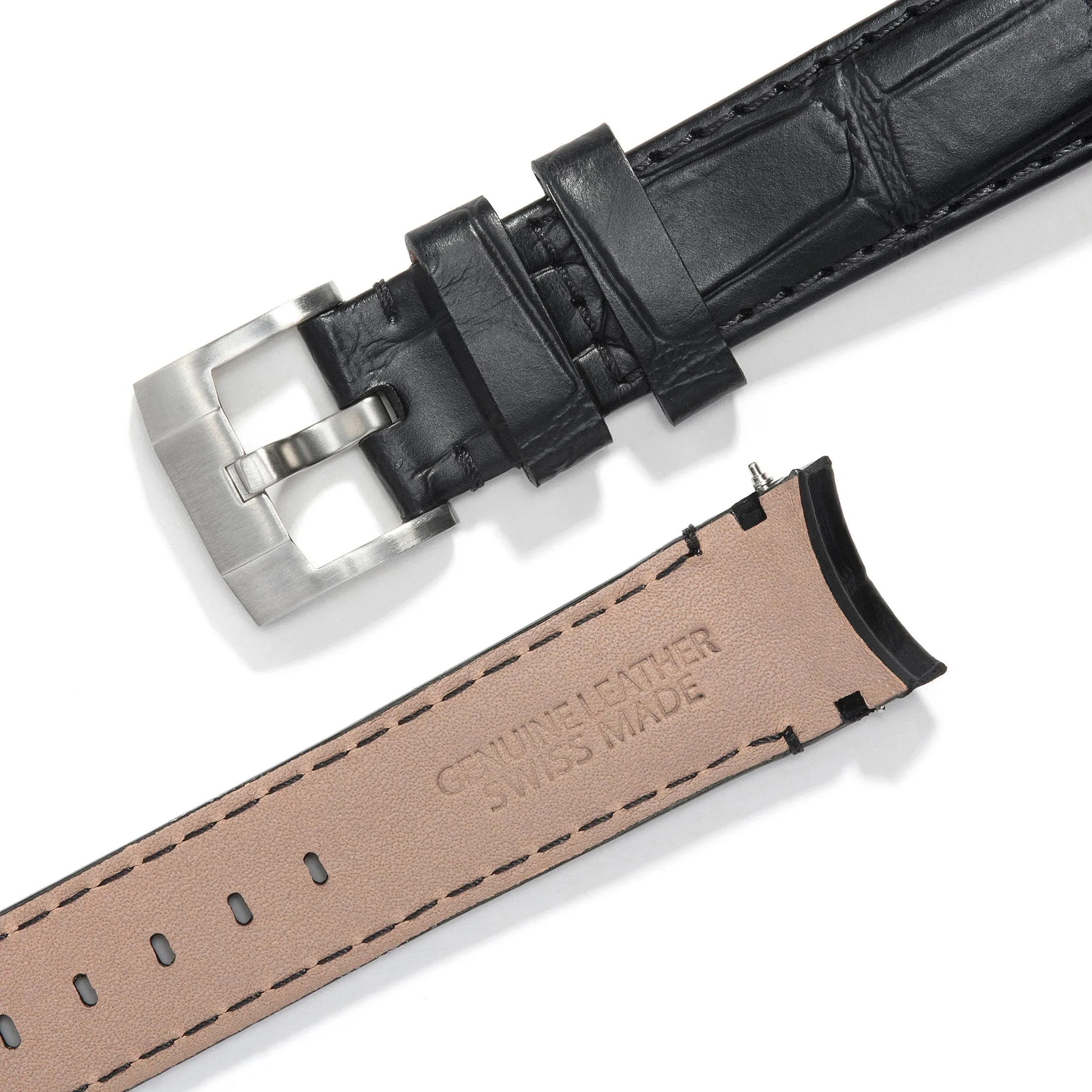 Curved End Leather Strap for Rolex Submariner with Tang Buckle
