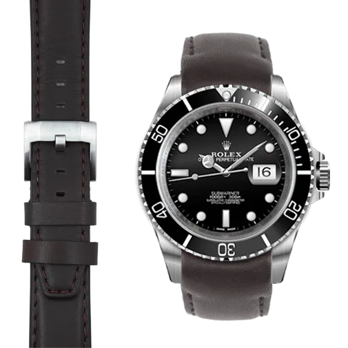 Curved End Leather Strap for Rolex Submariner with Tang Buckle