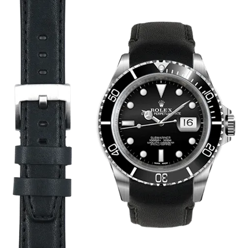 Curved End Leather Strap for Rolex Submariner with Tang Buckle