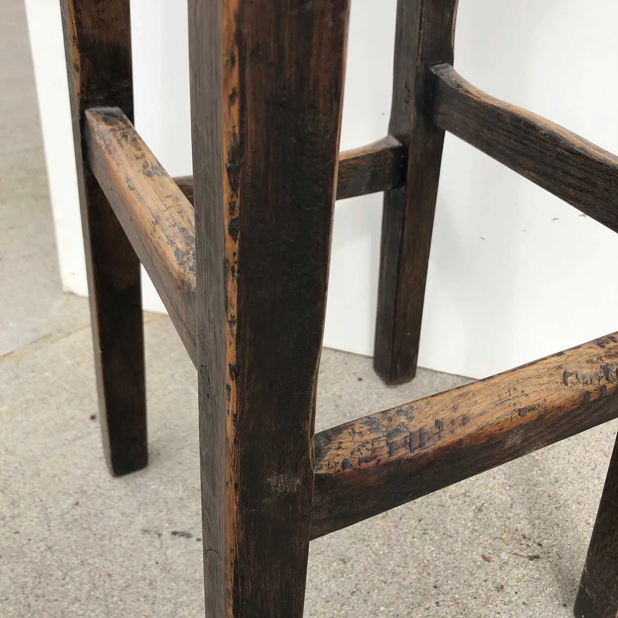 Custom Made Arts and Crafts Style Oak and Leather Upholstered Bar Stool