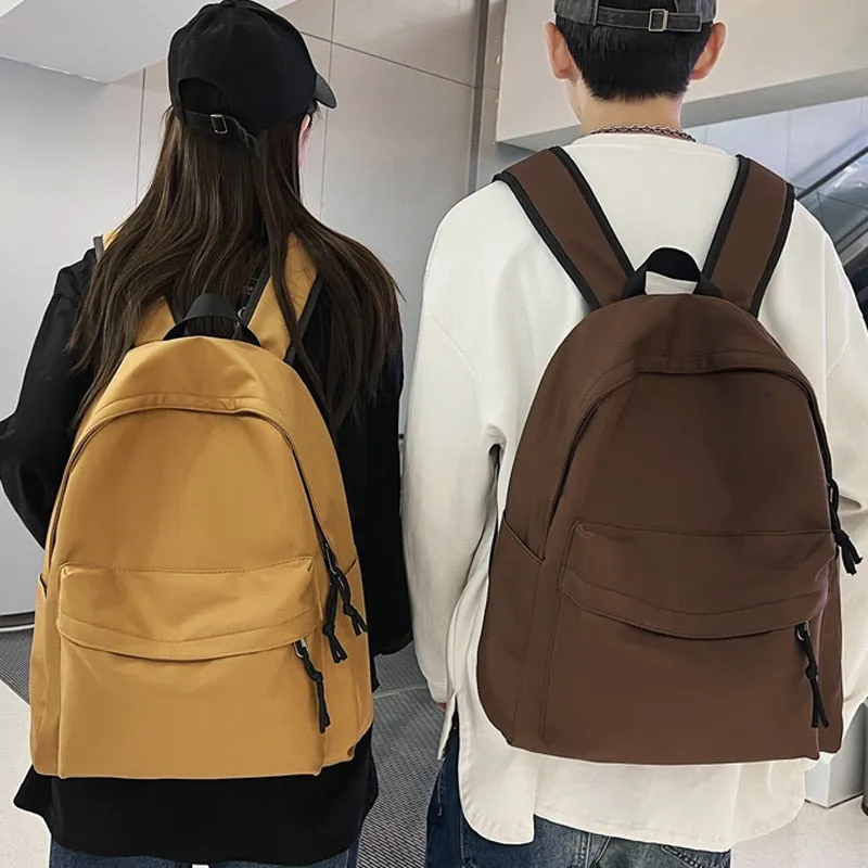 Cyflymder New Solid Color Large Backpack Young Girls Men Korean Style Kawaii School Bag Shoulder Bag High School Students Nylon Backpacks