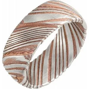 Damascus Steel 8 mm Flat  Patterned Band Size 11