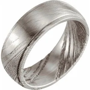 Damascus Steel 8 mm Patterned Flat Edge Band Size 12