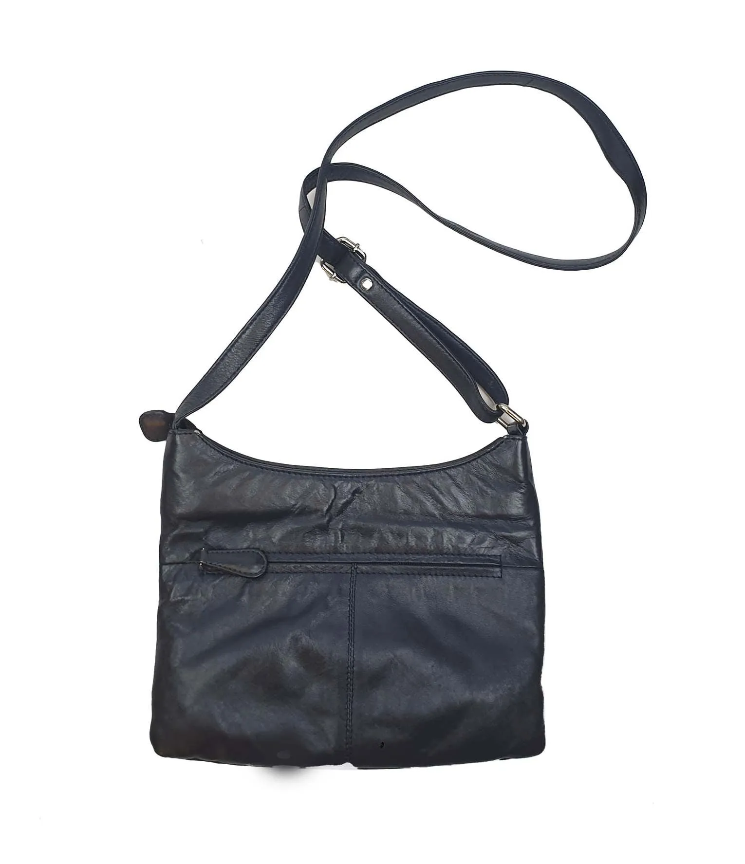 Debenhams vintage deep navy bag with colourful front detail