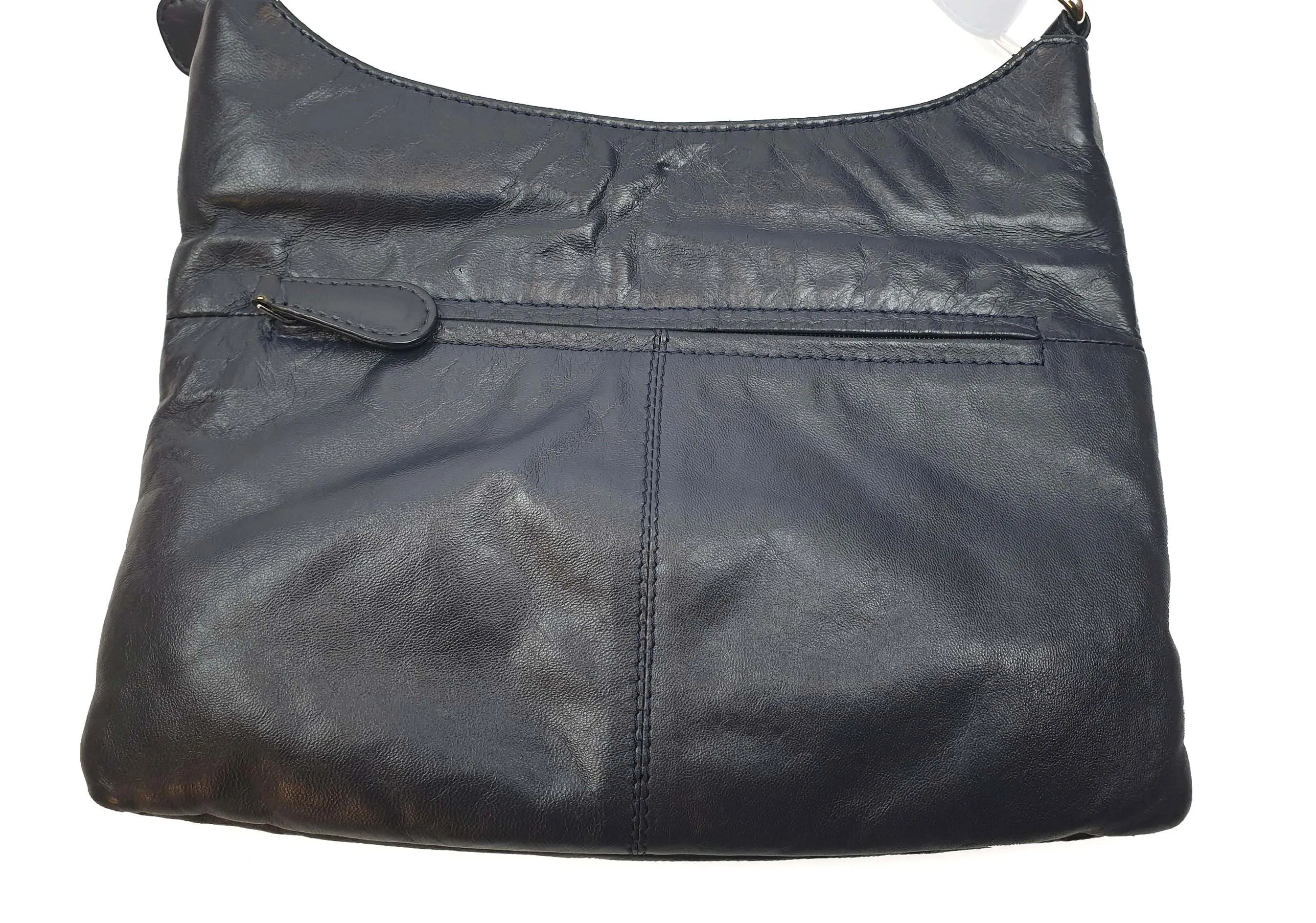 Debenhams vintage deep navy bag with colourful front detail