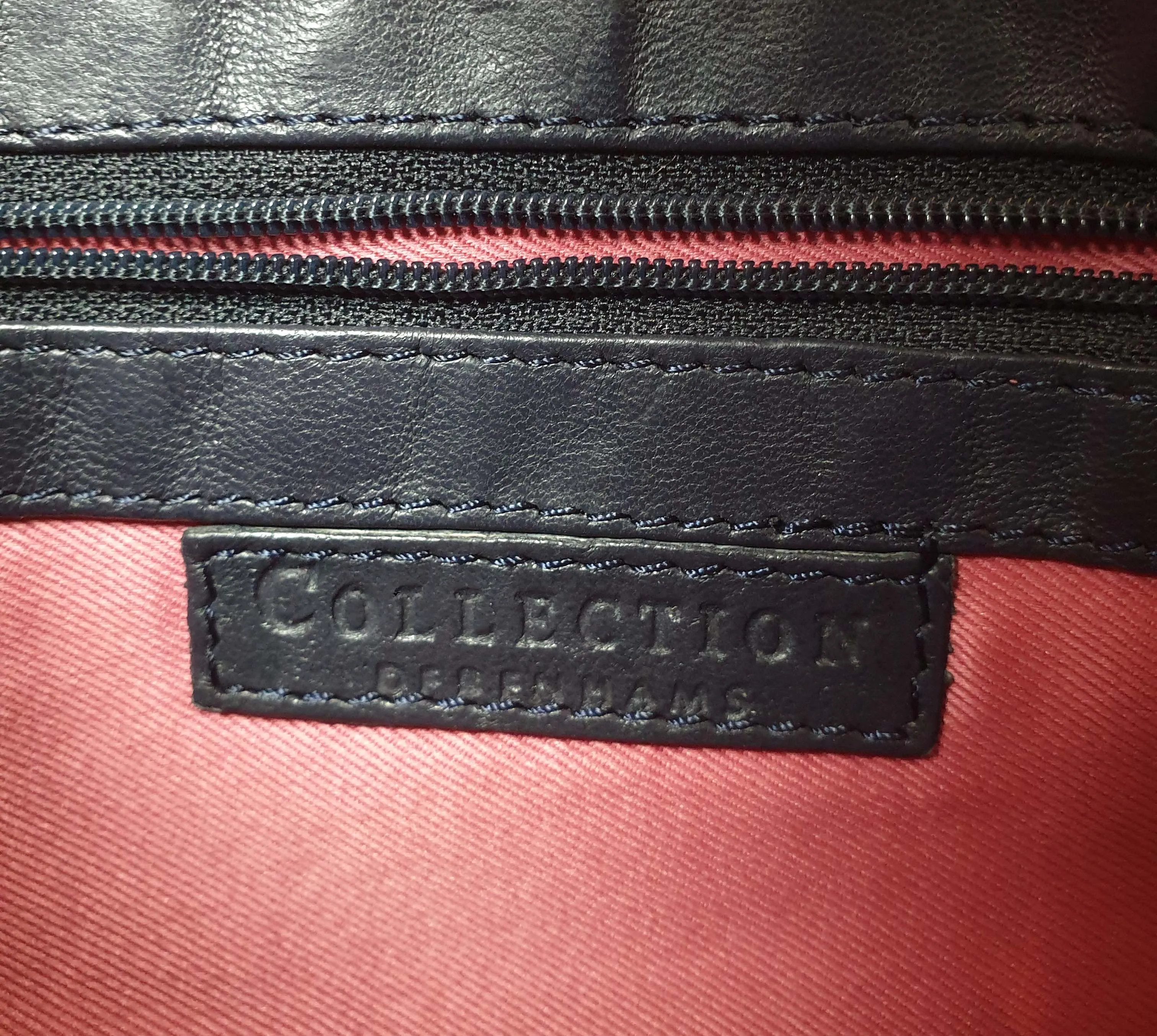 Debenhams vintage deep navy bag with colourful front detail