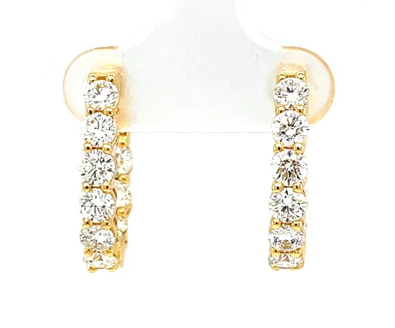 Diamond and 18k Yellow Gold Hoop Earrings, 2.31 Carats Total