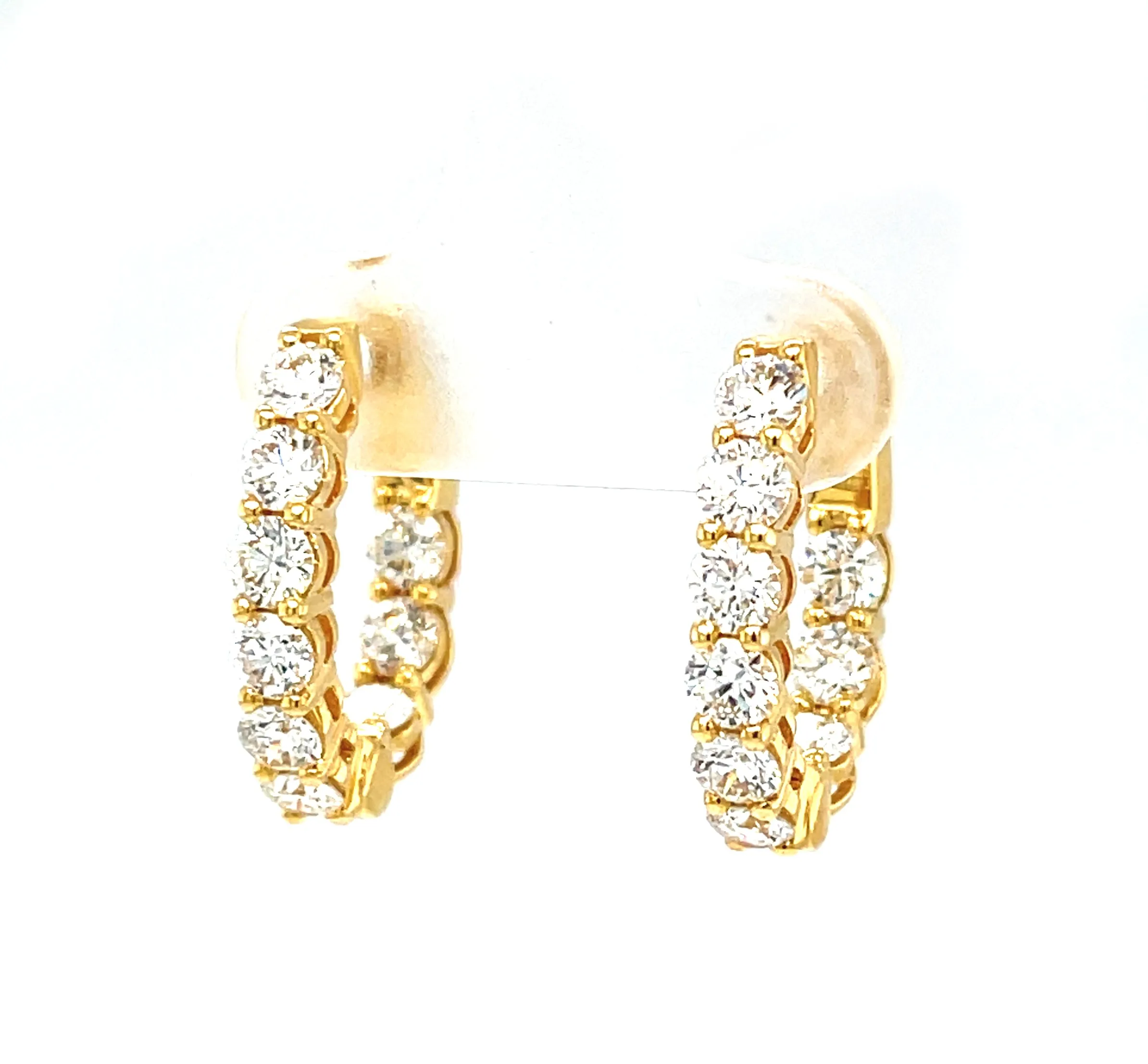 Diamond and 18k Yellow Gold Hoop Earrings, 2.31 Carats Total