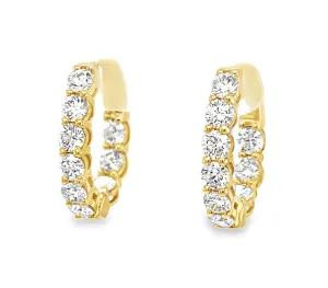 Diamond and 18k Yellow Gold Hoop Earrings, 2.31 Carats Total