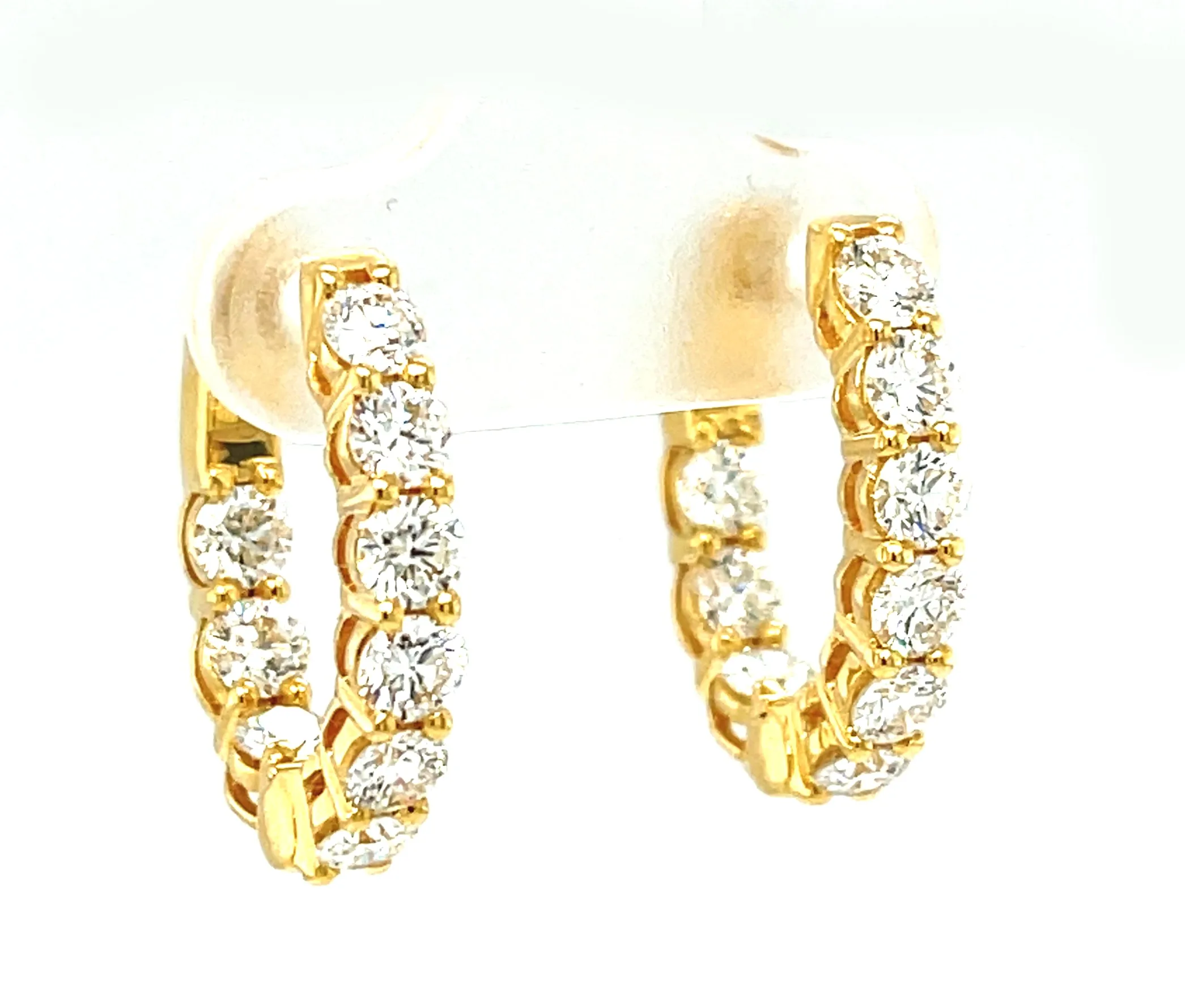 Diamond and 18k Yellow Gold Hoop Earrings, 2.31 Carats Total