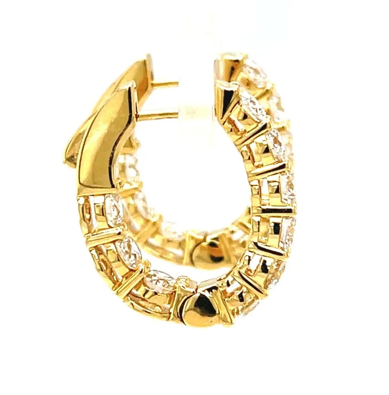 Diamond and 18k Yellow Gold Hoop Earrings, 2.31 Carats Total