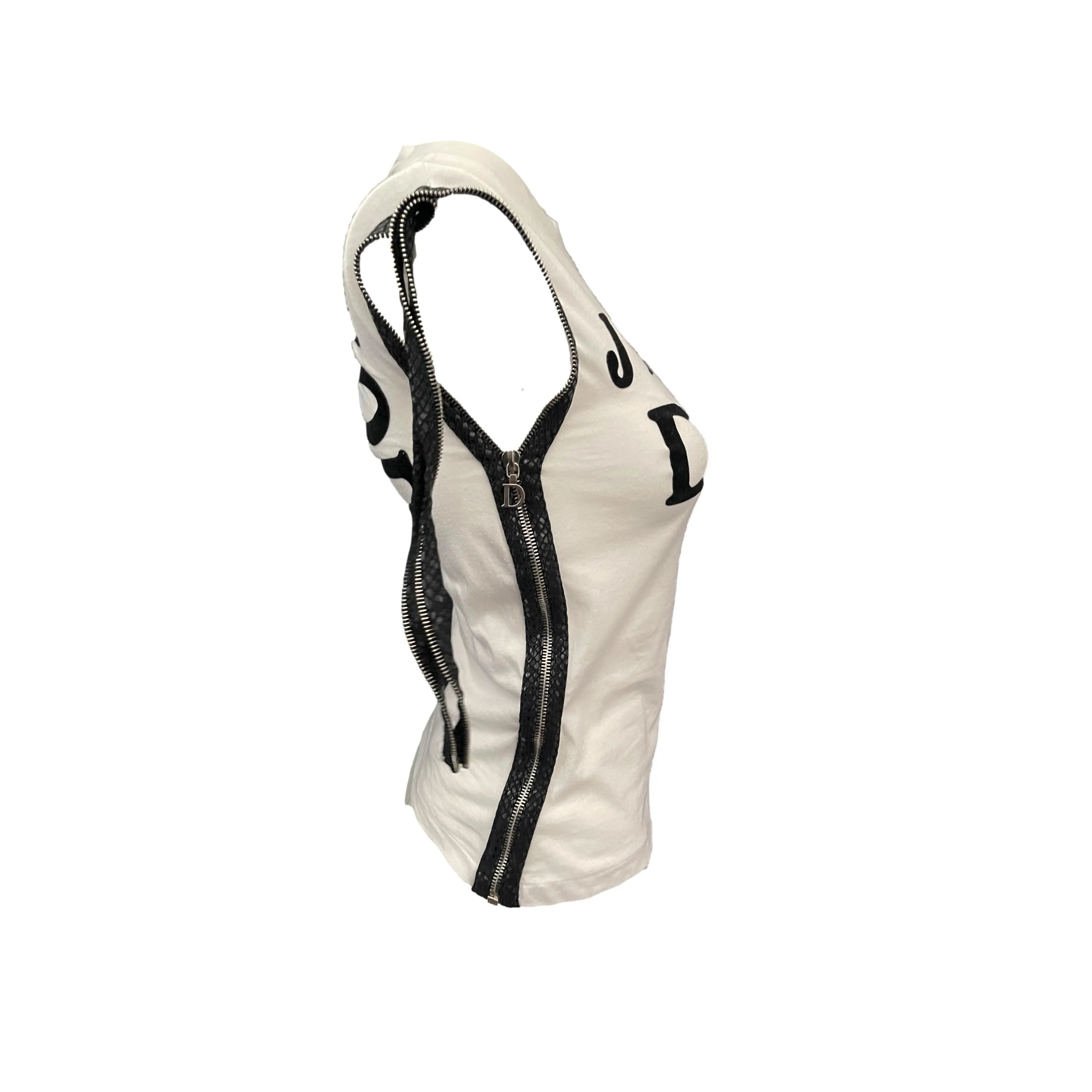 Dior J'Adore White Zippered Logo Tank Top