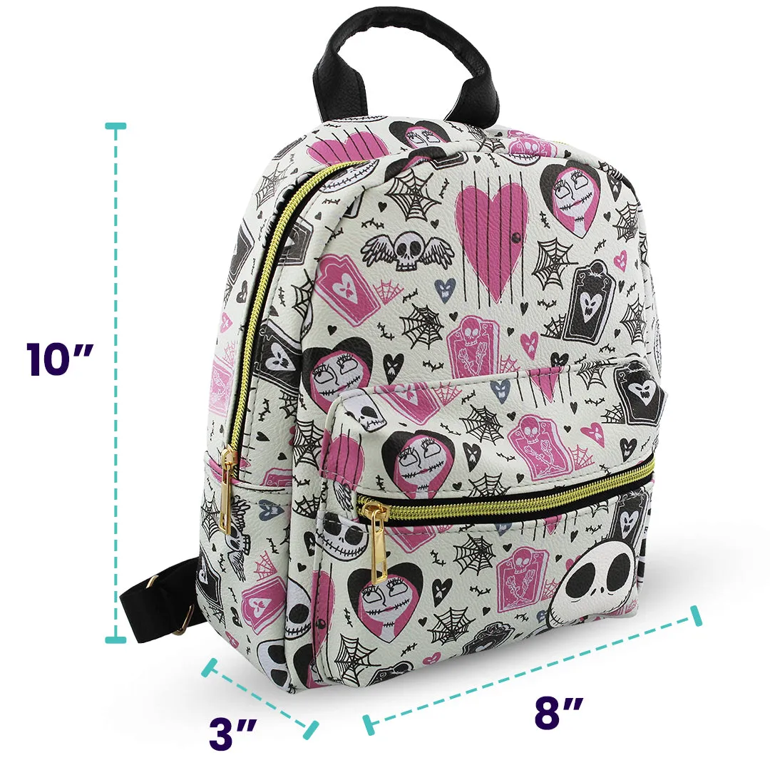 Disney The Nightmare Before Christmas PU Leather Backpack Purse Adjustable Straps 10 Inch