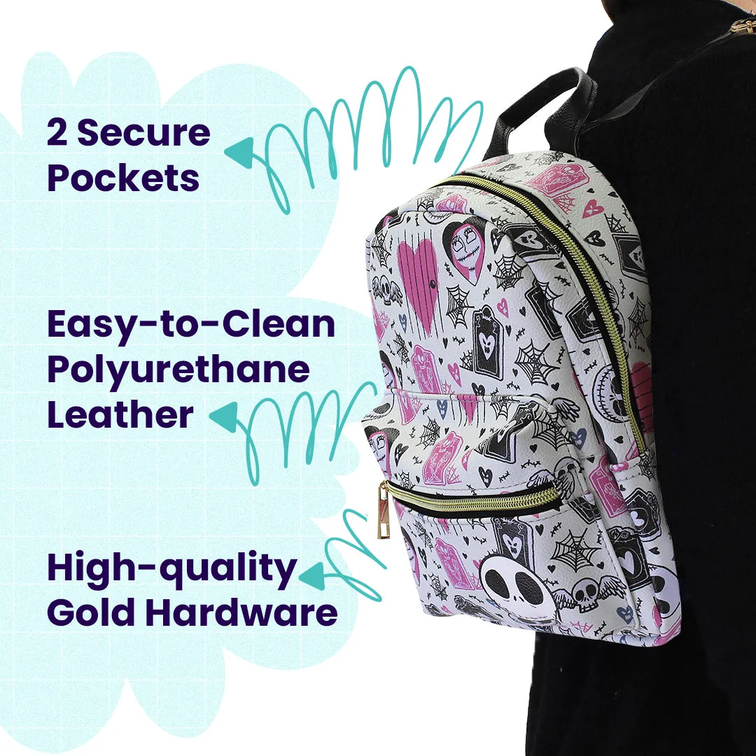 Disney The Nightmare Before Christmas PU Leather Backpack Purse Adjustable Straps 10 Inch
