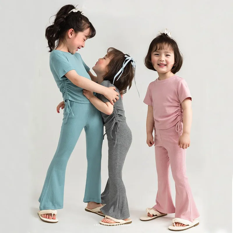 Drawstring Flare Set - Grey