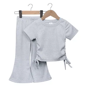 Drawstring Flare Set - Grey