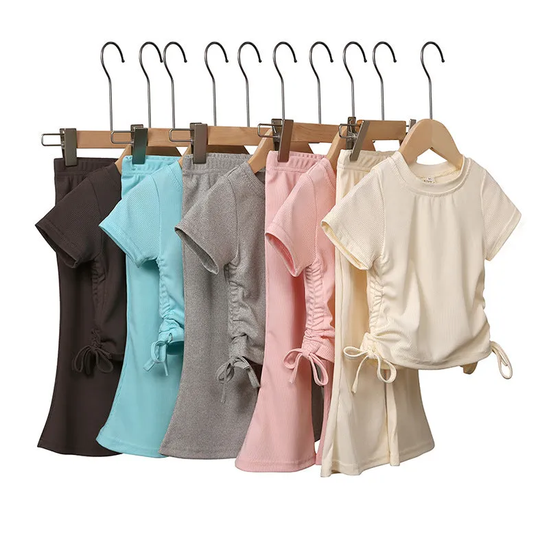 Drawstring Flare Set - Grey
