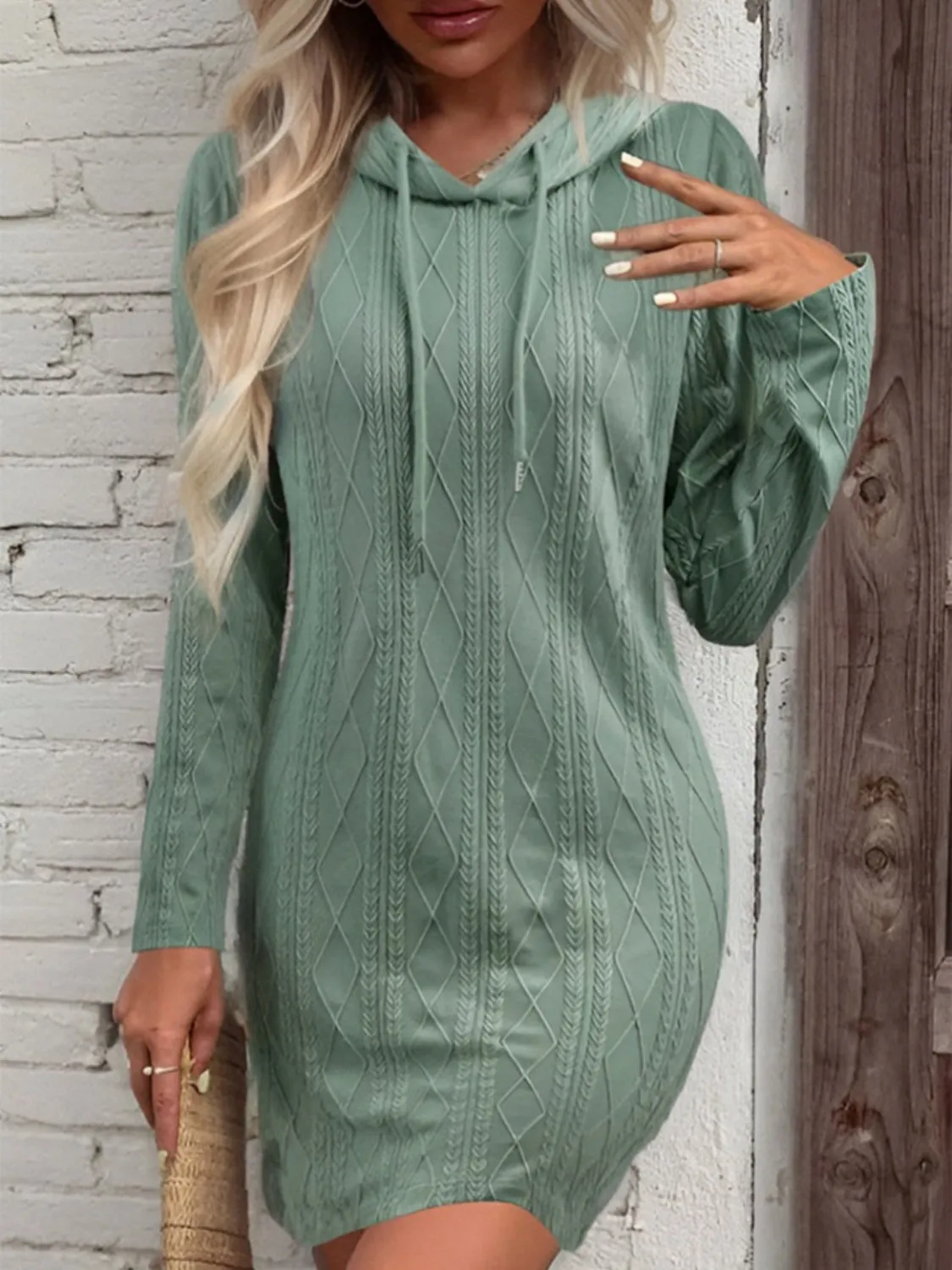 Drawstring Hooded Sweater Dress (5 Colors)