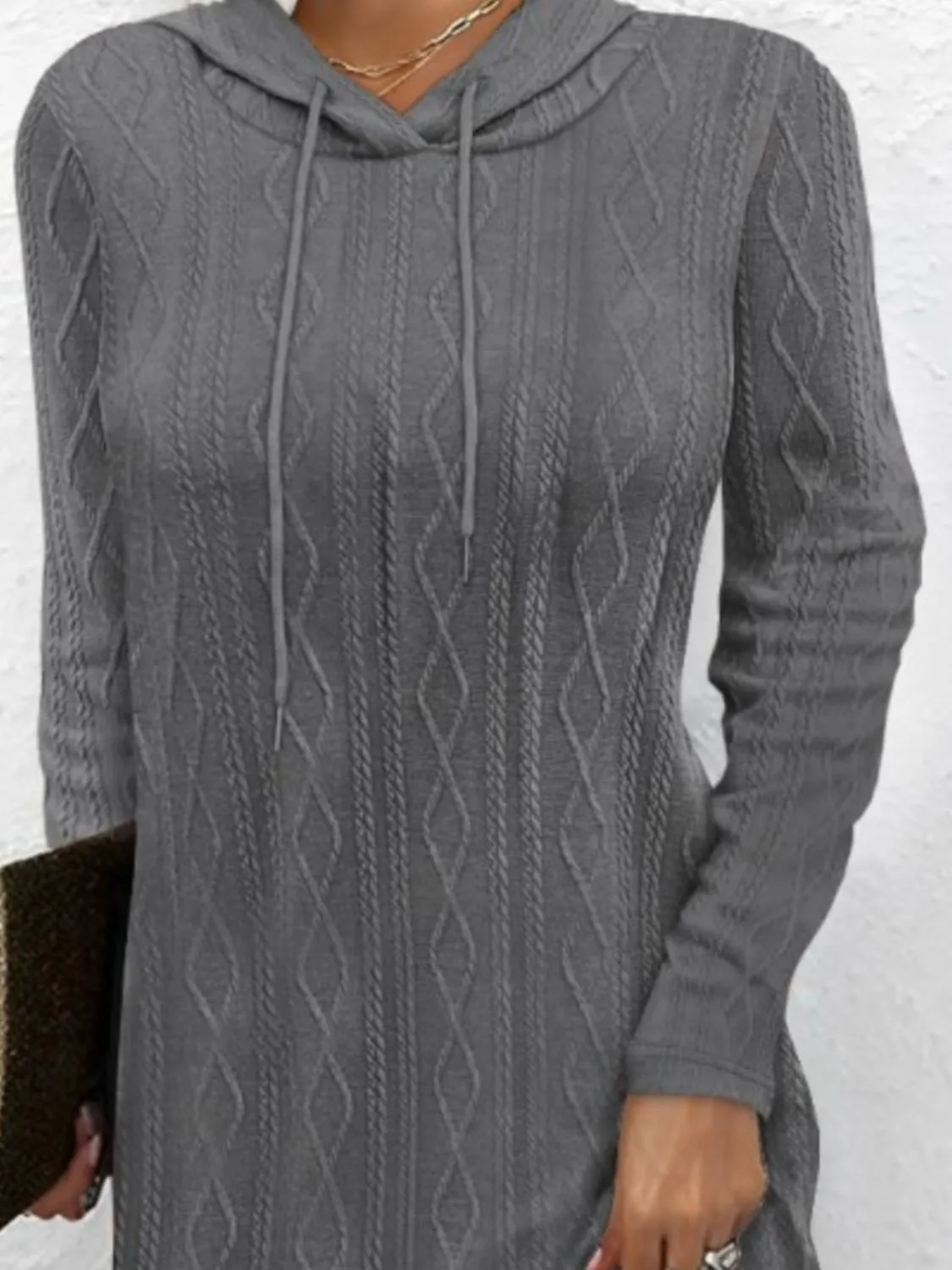 Drawstring Hooded Sweater Dress (5 Colors)