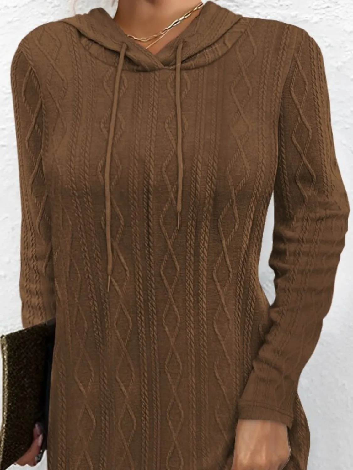 Drawstring Hooded Sweater Dress (5 Colors)