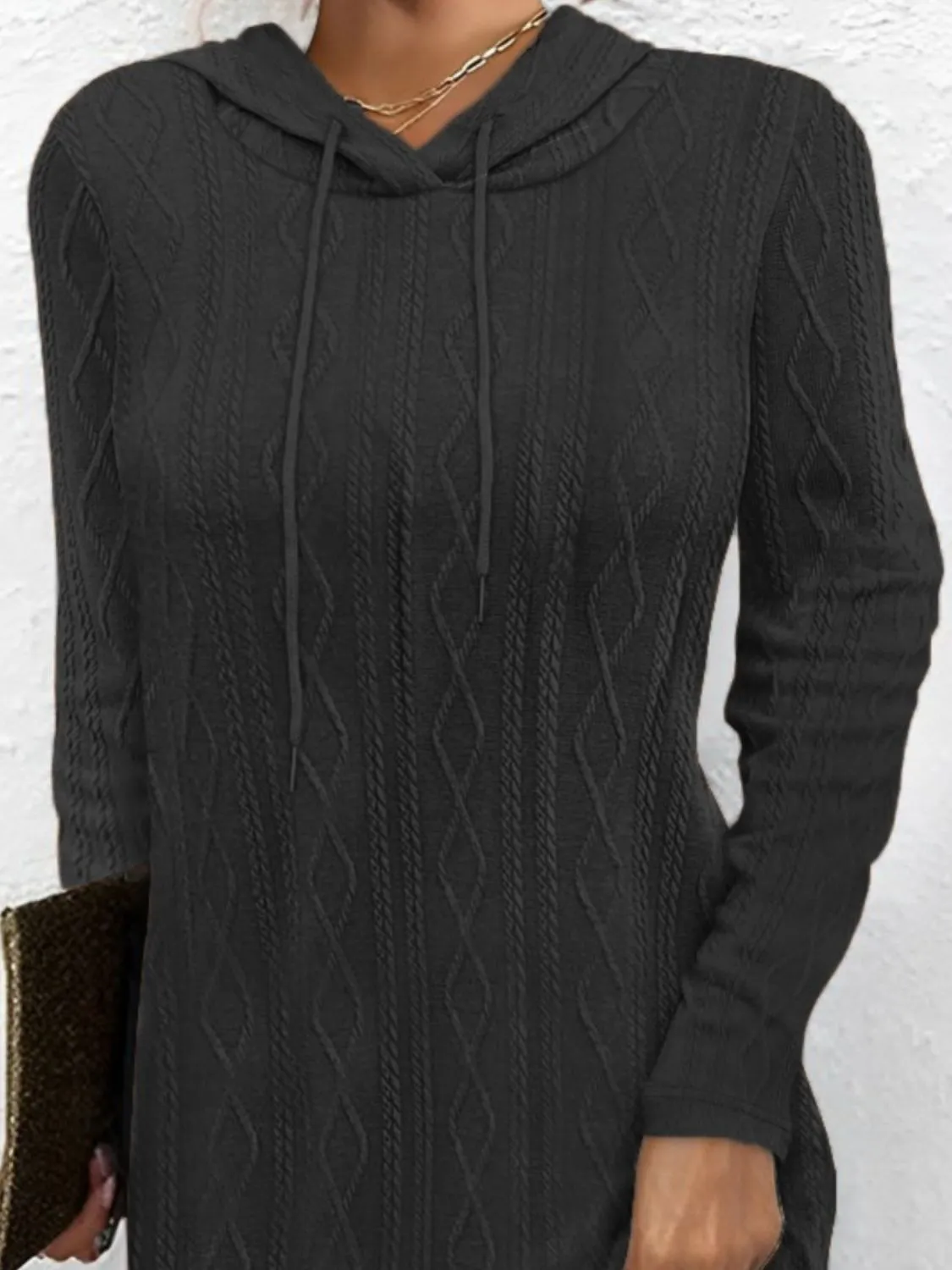 Drawstring Hooded Sweater Dress (5 Colors)