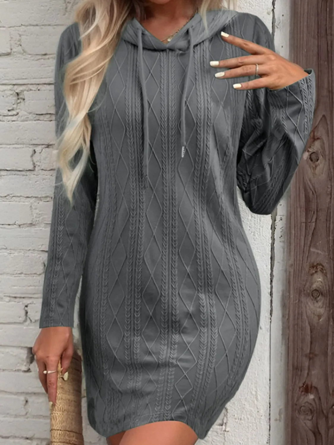 Drawstring Hooded Sweater Dress (5 Colors)