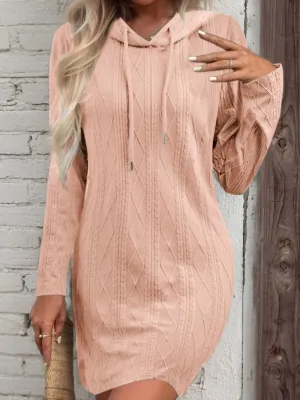 Drawstring Hooded Sweater Dress (5 Colors)