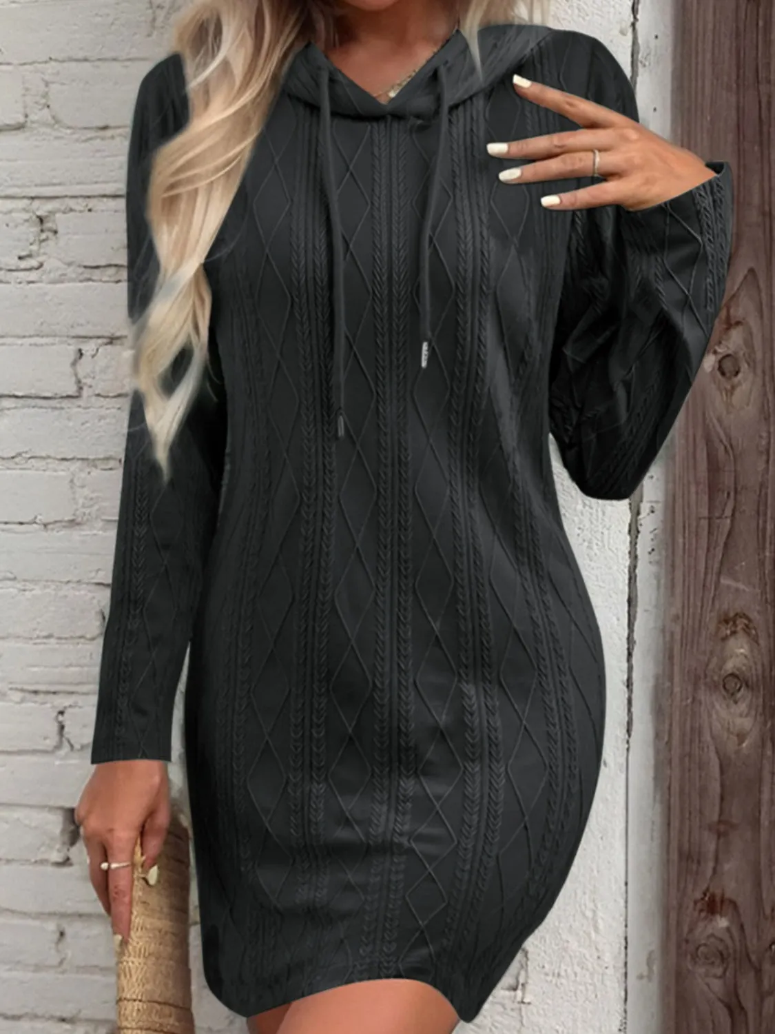 Drawstring Hooded Sweater Dress (5 Colors)
