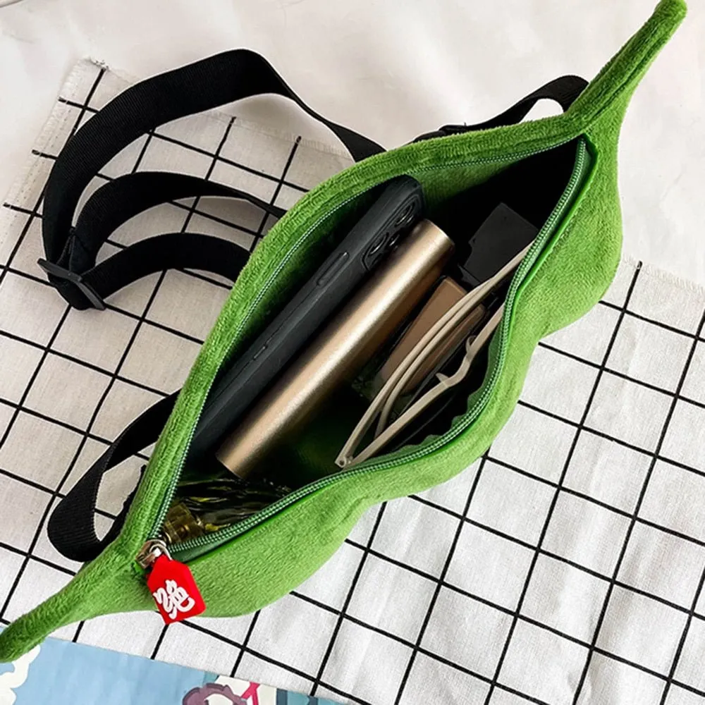 Edamame Pea Plush Messenger Bag