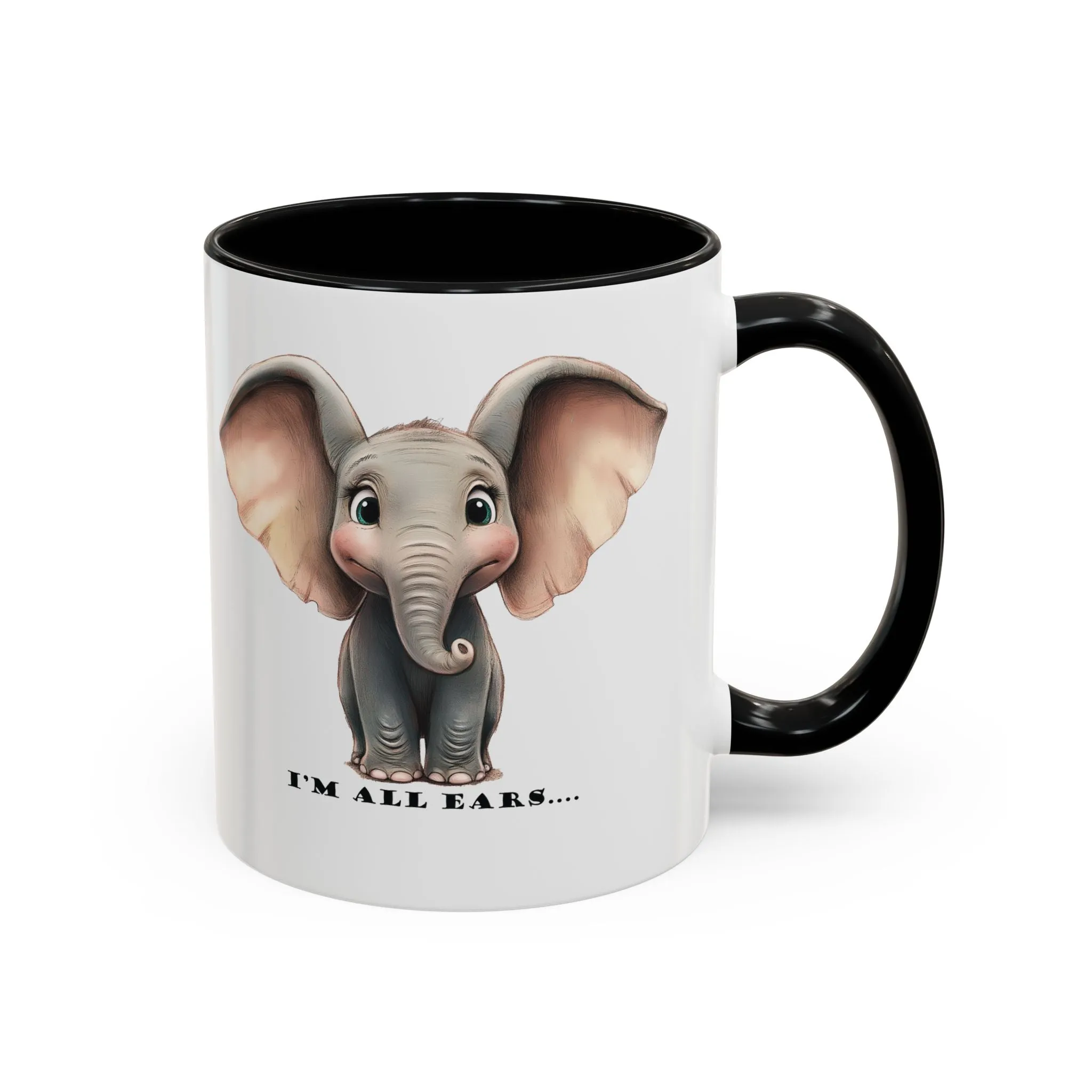 Elephant I'm all ears - Accent Coffee Mug (11, 15oz)