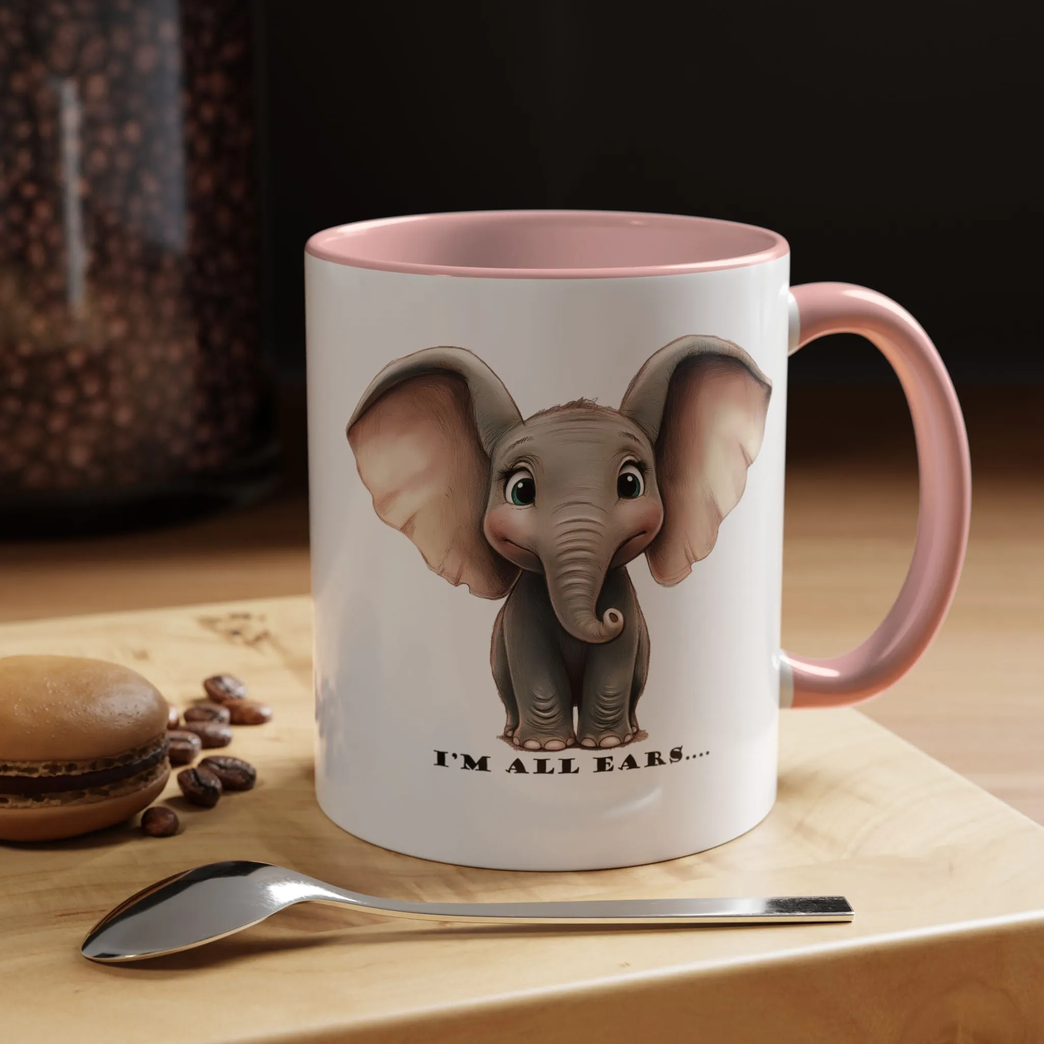 Elephant I'm all ears - Accent Coffee Mug (11, 15oz)
