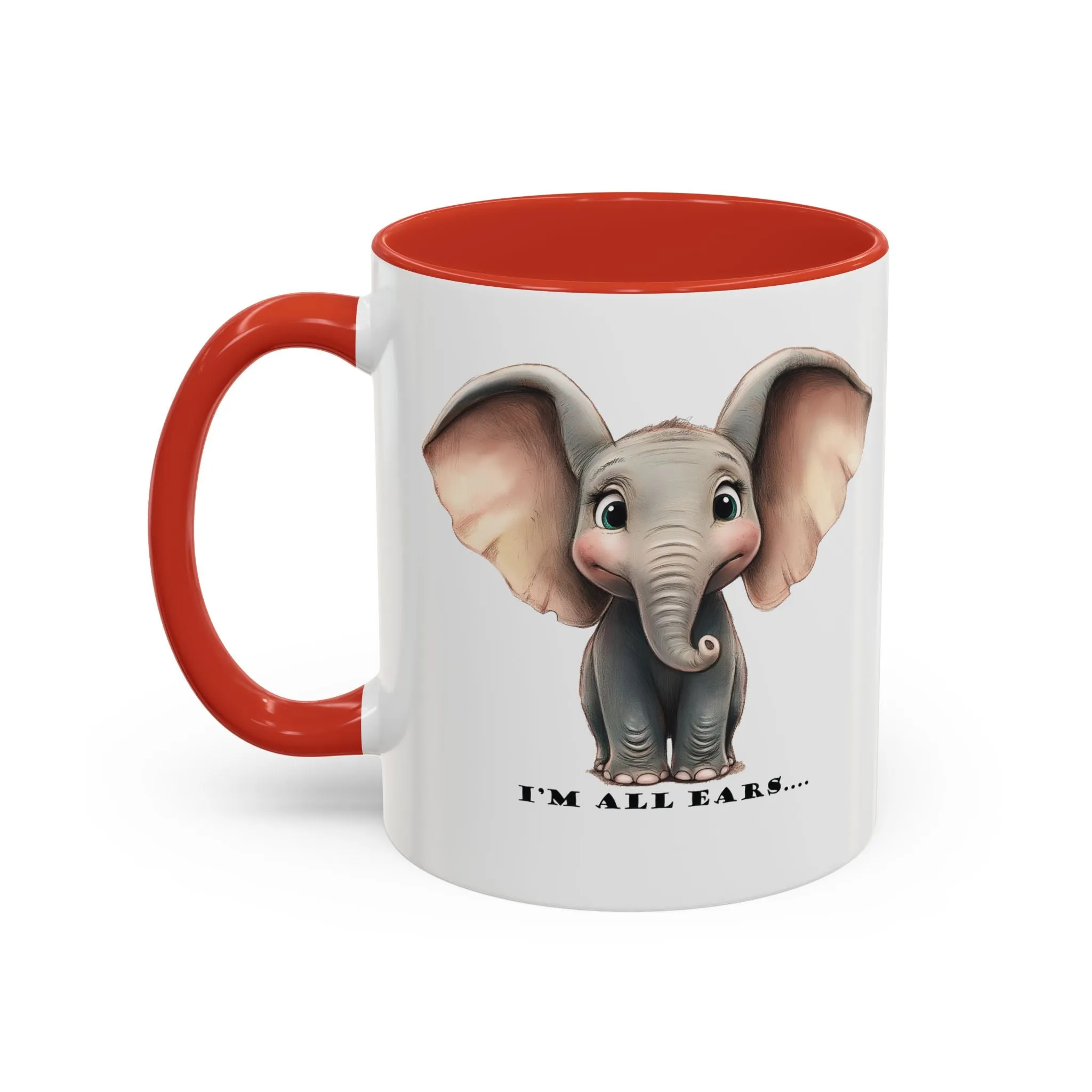 Elephant I'm all ears - Accent Coffee Mug (11, 15oz)