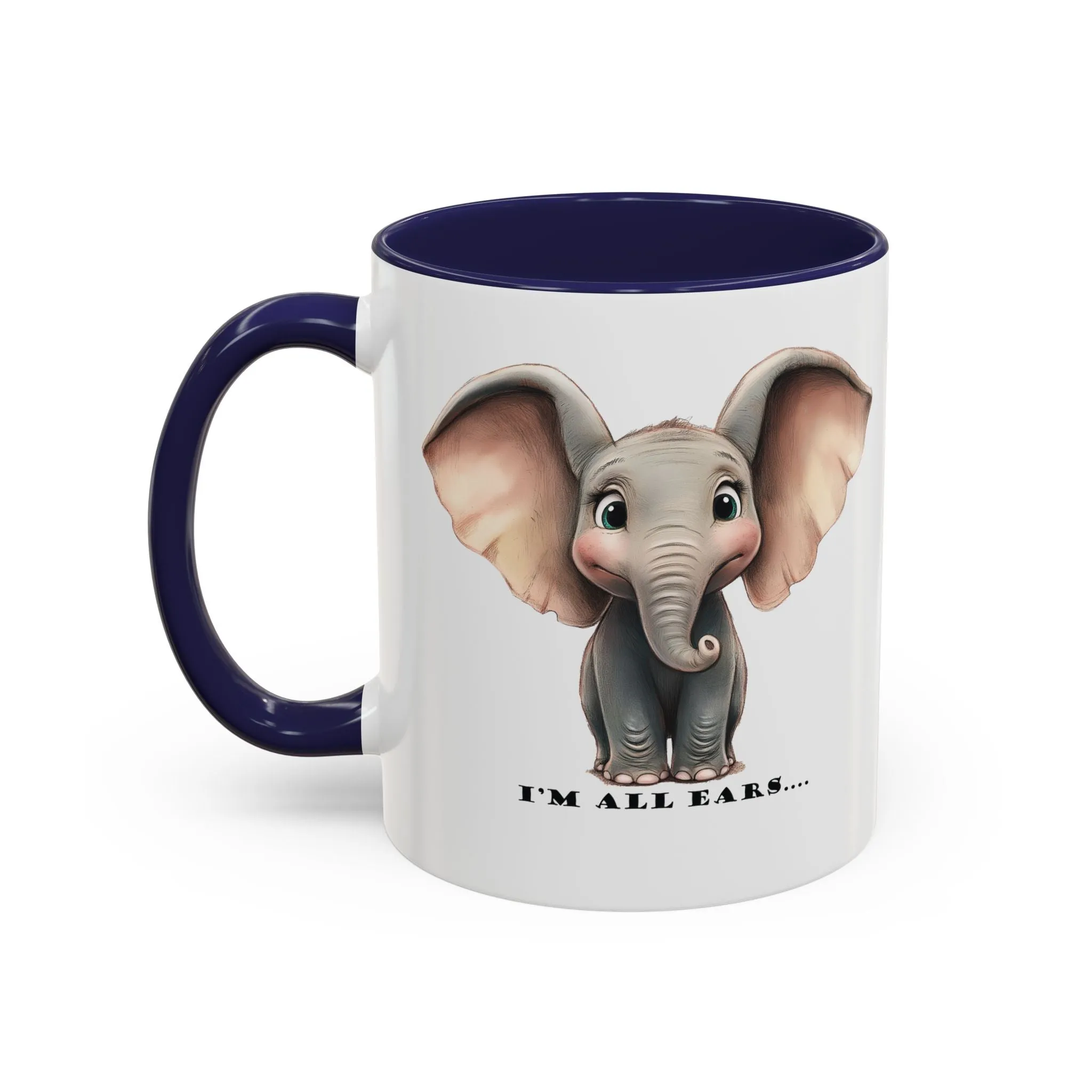 Elephant I'm all ears - Accent Coffee Mug (11, 15oz)