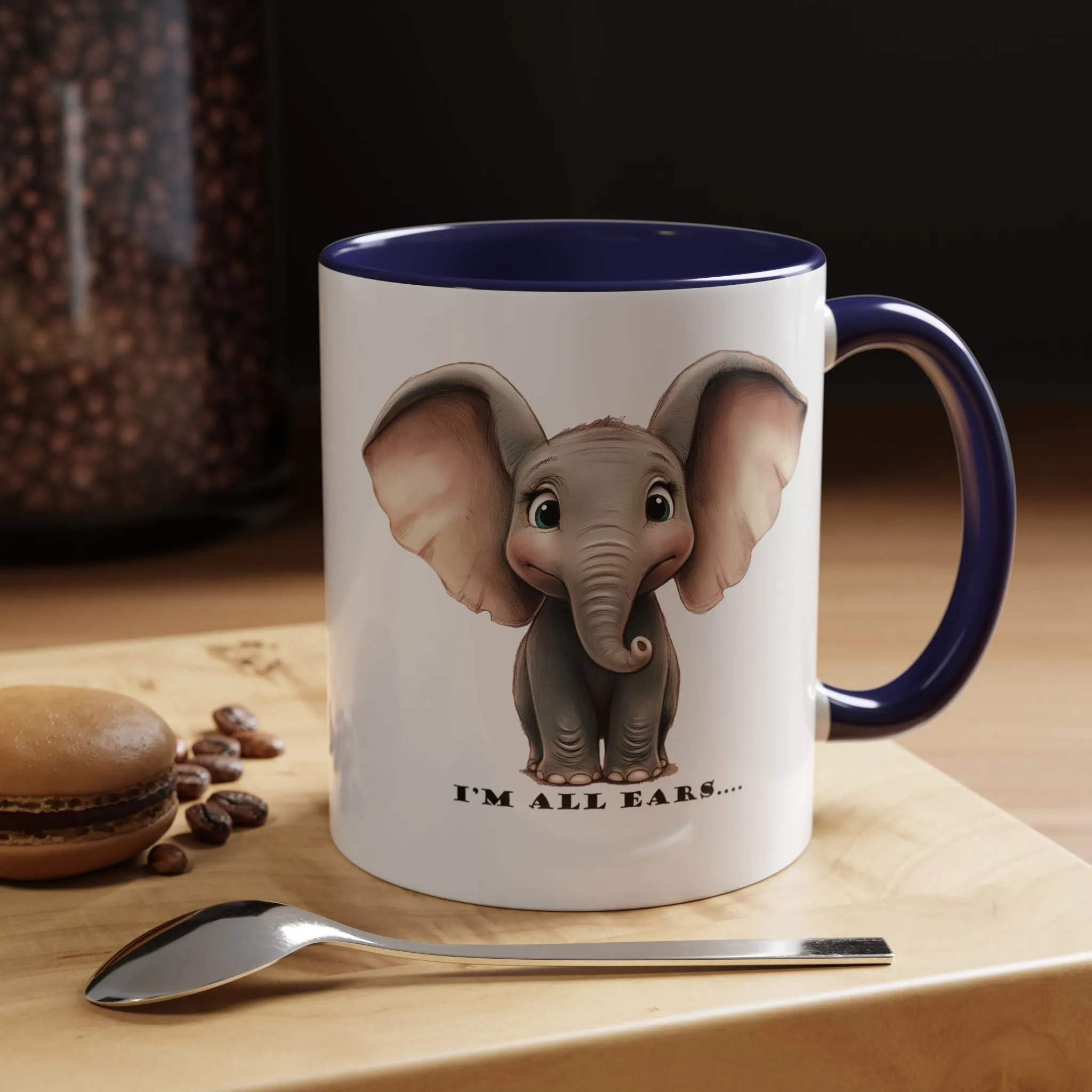 Elephant I'm all ears - Accent Coffee Mug (11, 15oz)